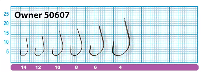 Размеры крючков Owner 50607 Seigo