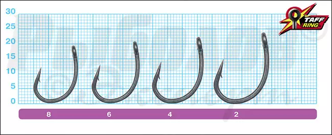 Размеры крючков Owner 53273 CT-3 Carp Taff