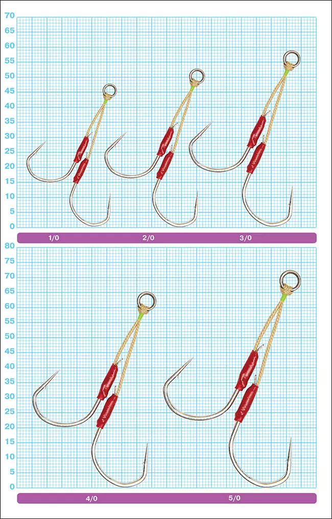 Нумерация крючков в оснастках Owner 11767 JD-22 Rig Размеры крючков в оснастках Owner 11767 JD-22 Rig