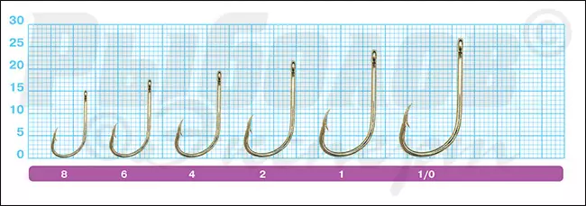 Размеры крючков Owner 50108 K-Beak with Eye