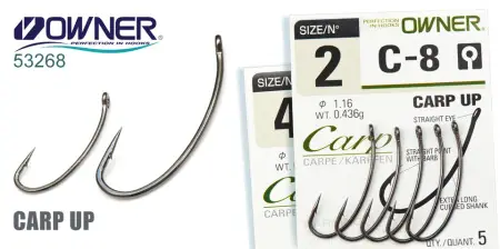Одинарный крючок OWNER С-8, колечко, черный BC