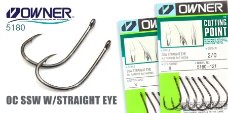 Одинарный крючок OWNER, 5180, колечко, черный BC