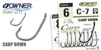 Одинарный крючок OWNER С-7, колечко, черный BC