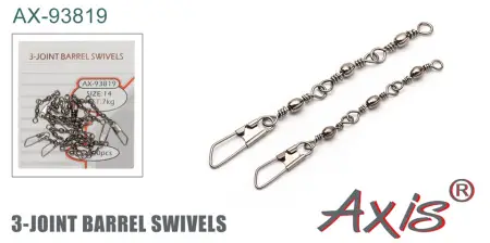 Вертлюг тройной "barrel" с застежкой "Safety" AXIS AX-93819 Вертлюг тройной "barrel" с застежкой "Safety" AXIS AX-93819