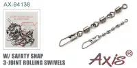 Вертлюг  тройной "rolling" с застежкой "Safety" AXIS AX-94138