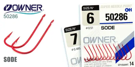 Одинарный крючок OWNER, 50286, лопатка, красный Одинарный крючок OWNER, 50286, лопатка, красный