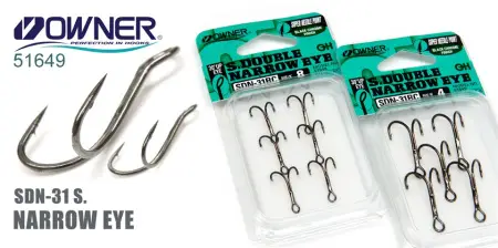 Двойной крючок OWNER SDN-31BC, нахлыстовый