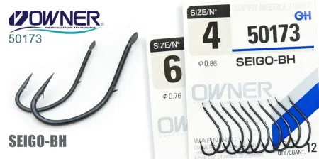 Одинарный крючок OWNER, 50173, лопатка, черный, кован., засечка на цевье