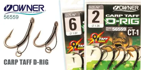 Одинарный крючок Owner 56559, c петлей D-RIG, черный BC