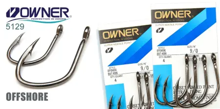 Одинарный крючок OWNER, 5129, колечко, черный BC